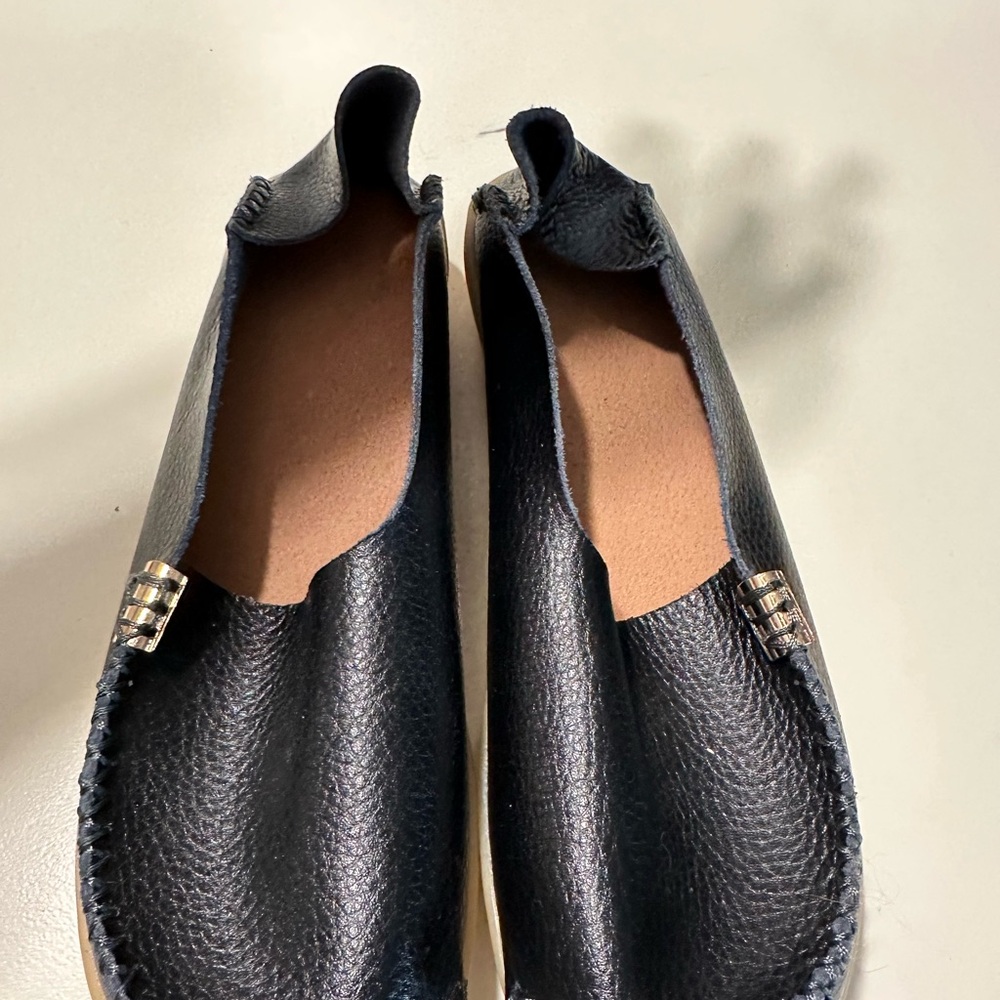 Black Leather Women's Loafers